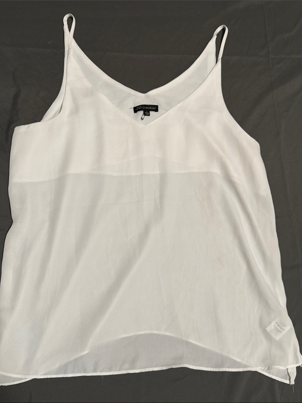 Shinestar White V-Neck Chiffon Spaghetti Strap Cami